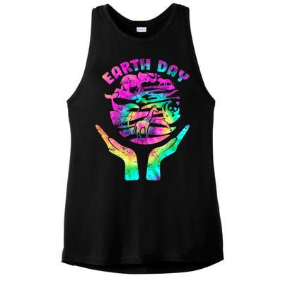 Colorful Retro Earth Day Animals Ladies PosiCharge Tri-Blend Wicking Tank