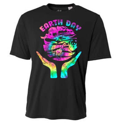 Colorful Retro Earth Day Animals Cooling Performance Crew T-Shirt