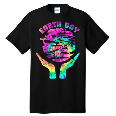 Colorful Retro Earth Day Animals Tall T-Shirt