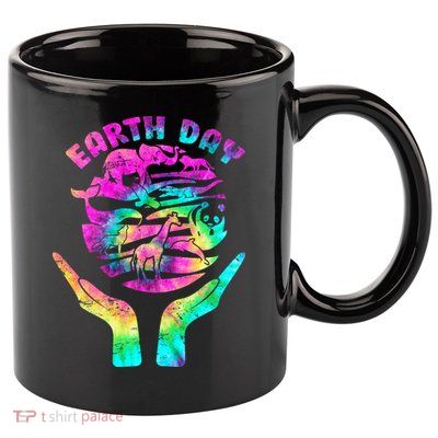 Colorful Retro Earth Day Animals 11oz C Handle Ceramic Mug