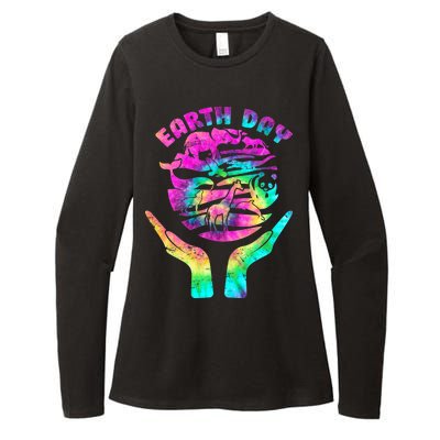 Colorful Retro Earth Day Animals Womens CVC Long Sleeve Shirt