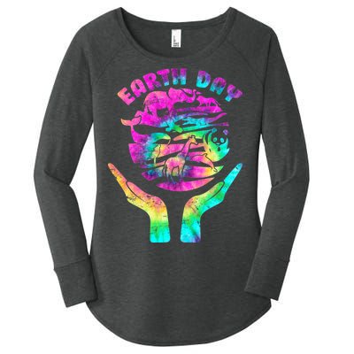 Colorful Retro Earth Day Animals Women's Perfect Tri Tunic Long Sleeve Shirt