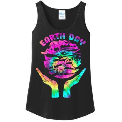 Colorful Retro Earth Day Animals Ladies Essential Tank