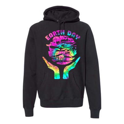 Colorful Retro Earth Day Animals Premium Hoodie