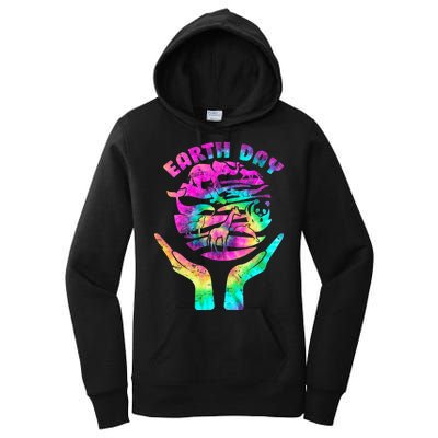 Colorful Retro Earth Day Animals Women's Pullover Hoodie