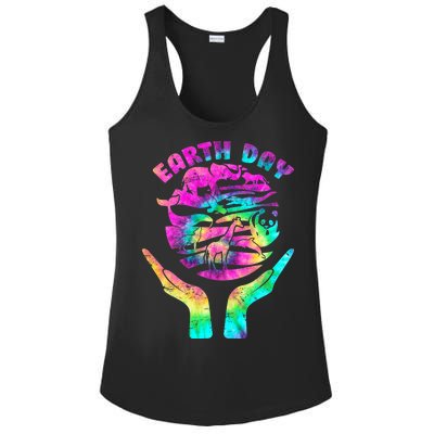 Colorful Retro Earth Day Animals Ladies PosiCharge Competitor Racerback Tank