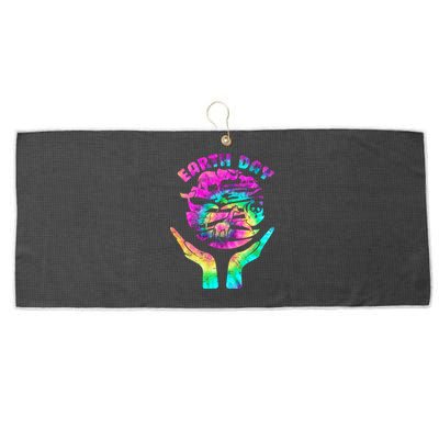 Colorful Retro Earth Day Animals Large Microfiber Waffle Golf Towel