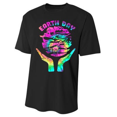 Colorful Retro Earth Day Animals Performance Sprint T-Shirt