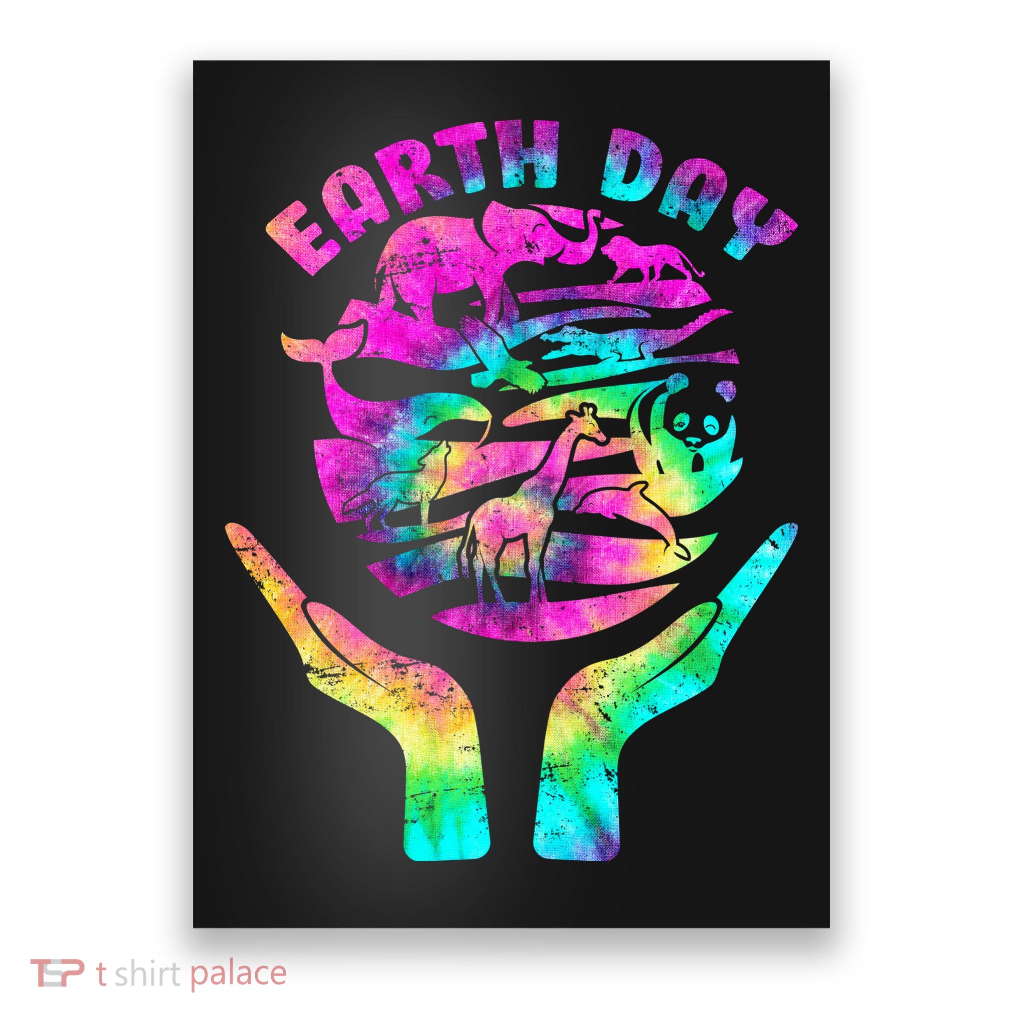 Colorful Retro Earth Day Animals Poster