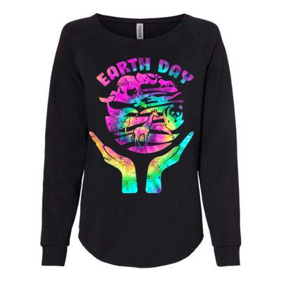 Colorful Retro Earth Day Animals Womens California Wash Sweatshirt