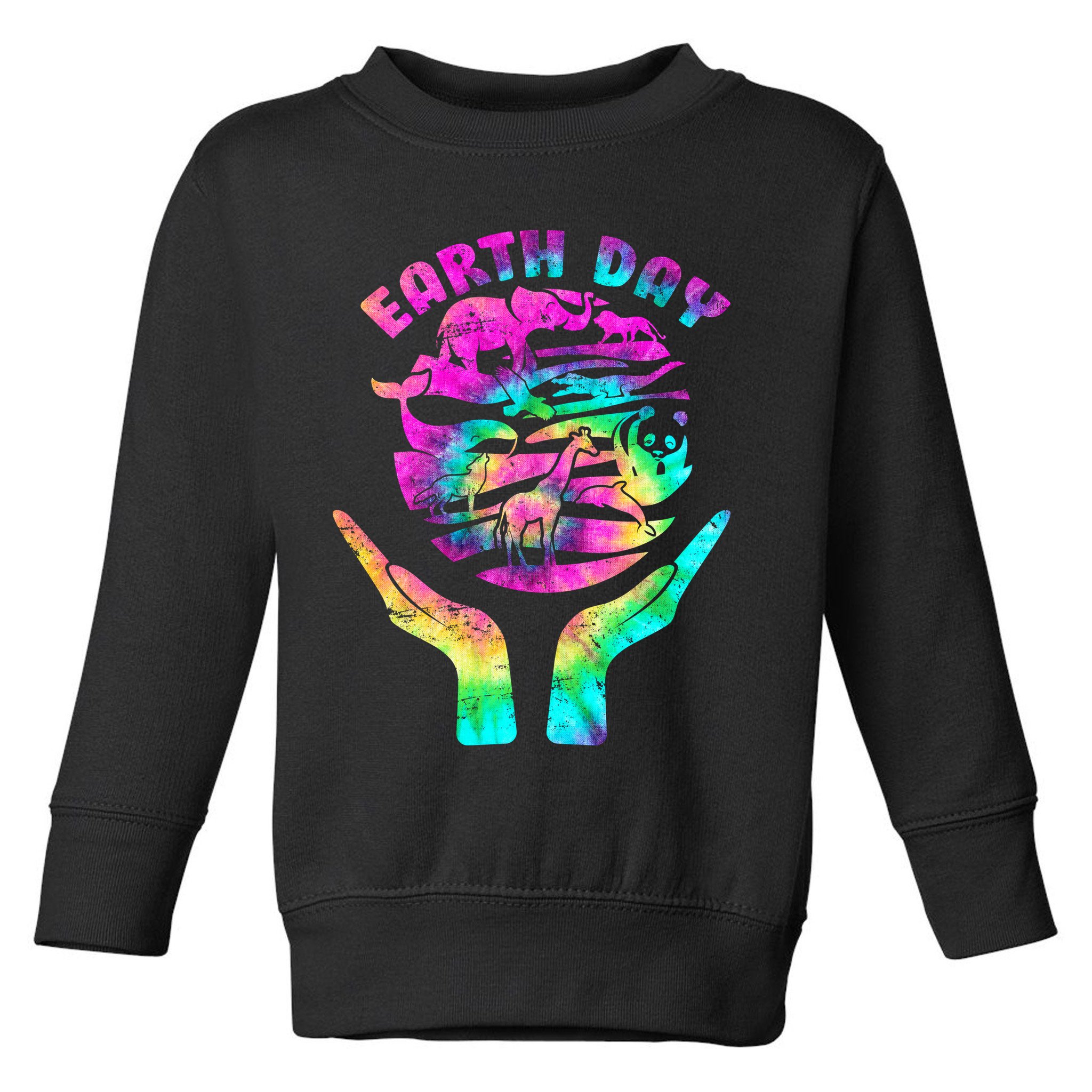 Colorful Retro Earth Day Animals Toddler Sweatshirt