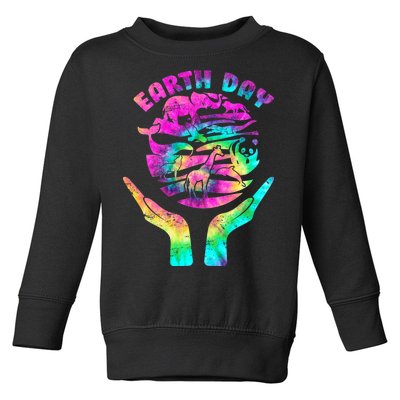 Colorful Retro Earth Day Animals Toddler Sweatshirt