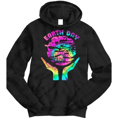Colorful Retro Earth Day Animals Tie Dye Hoodie