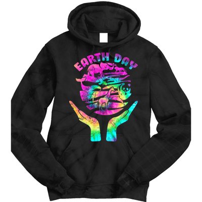 Colorful Retro Earth Day Animals Tie Dye Hoodie