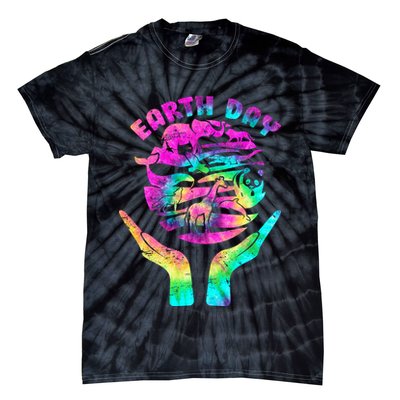 Colorful Retro Earth Day Animals Tie-Dye T-Shirt