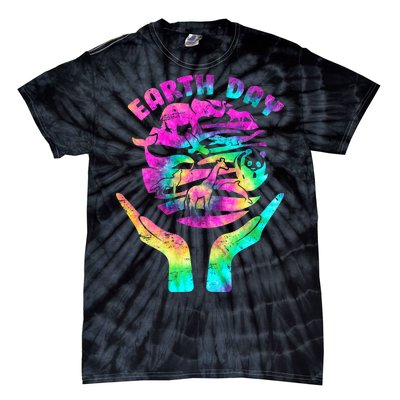 Colorful Retro Earth Day Animals Tie-Dye T-Shirt