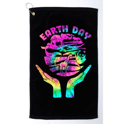 Colorful Retro Earth Day Animals Golf Towel