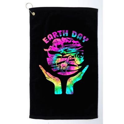 Colorful Retro Earth Day Animals Platinum Collection Golf Towel