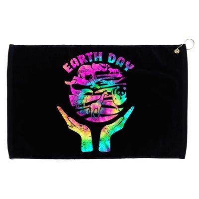 Colorful Retro Earth Day Animals Grommeted Golf Towel