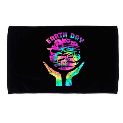 Colorful Retro Earth Day Animals Microfiber Hand Towel