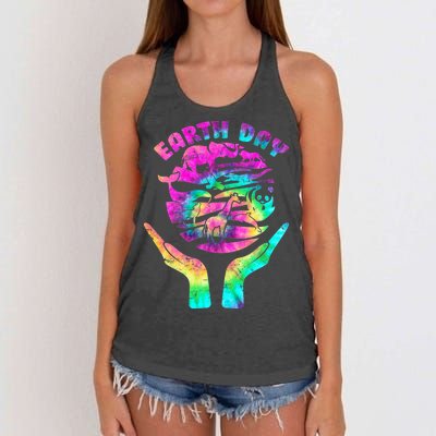 Colorful Retro Earth Day Animals Women's Knotted Racerback Tank