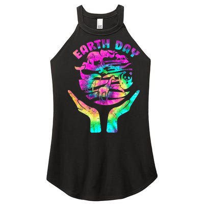 Colorful Retro Earth Day Animals Women's Perfect Tri Rocker Tank