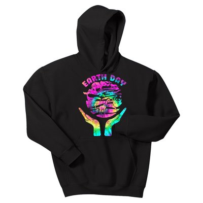 Colorful Retro Earth Day Animals Kids Hoodie