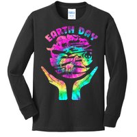 Colorful Retro Earth Day Animals Kids Long Sleeve Shirt