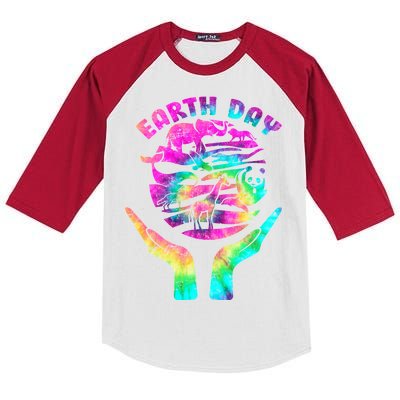 Colorful Retro Earth Day Animals Kids Colorblock Raglan Jersey