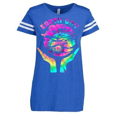 Colorful Retro Earth Day Animals Enza Ladies Jersey Football T-Shirt