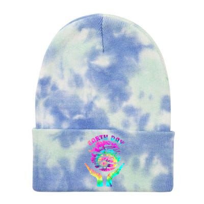 Colorful Retro Earth Day Animals Tie Dye 12in Knit Beanie