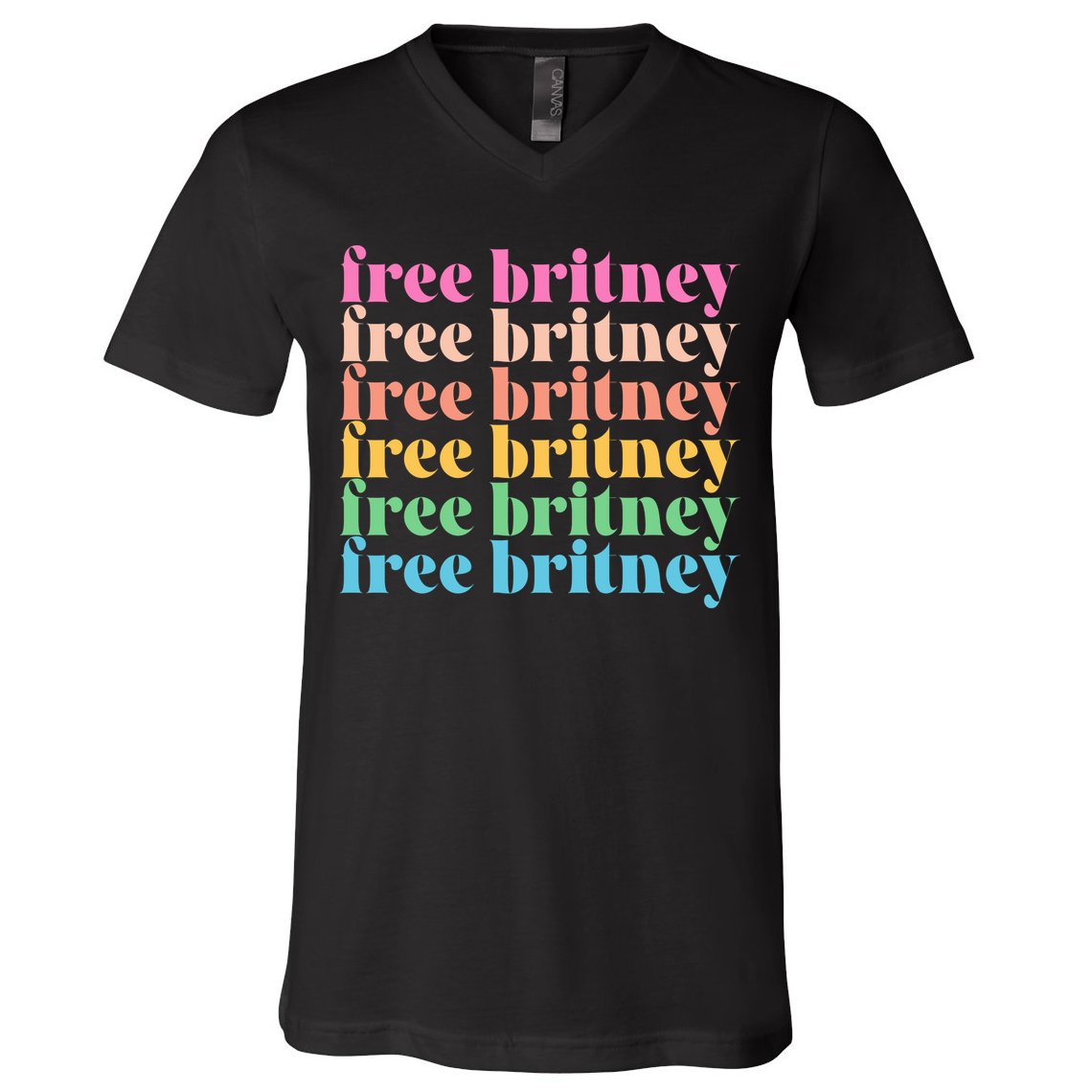 Colorful Retro Free Britney Logo V-Neck T-Shirt