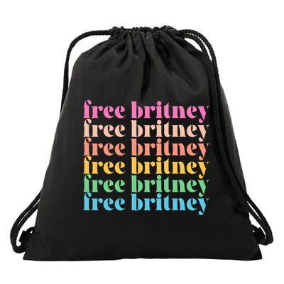 Colorful Retro Free Britney Logo Drawstring Bag