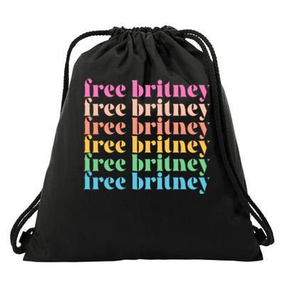 Colorful Retro Free Britney Logo Drawstring Bag