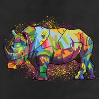 Colorful Rhino Art Splatter Garment-Dyed Heavyweight T-Shirt