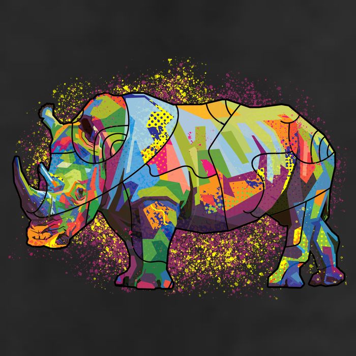 Colorful Rhino Art Splatter Garment-Dyed Heavyweight T-Shirt