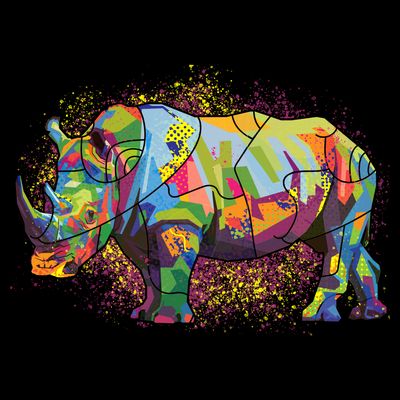 Colorful Rhino Art Splatter T-Shirt