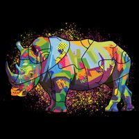Colorful Rhino Art Splatter Magnet