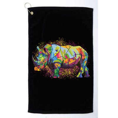 Colorful Rhino Art Splatter Golf Towel