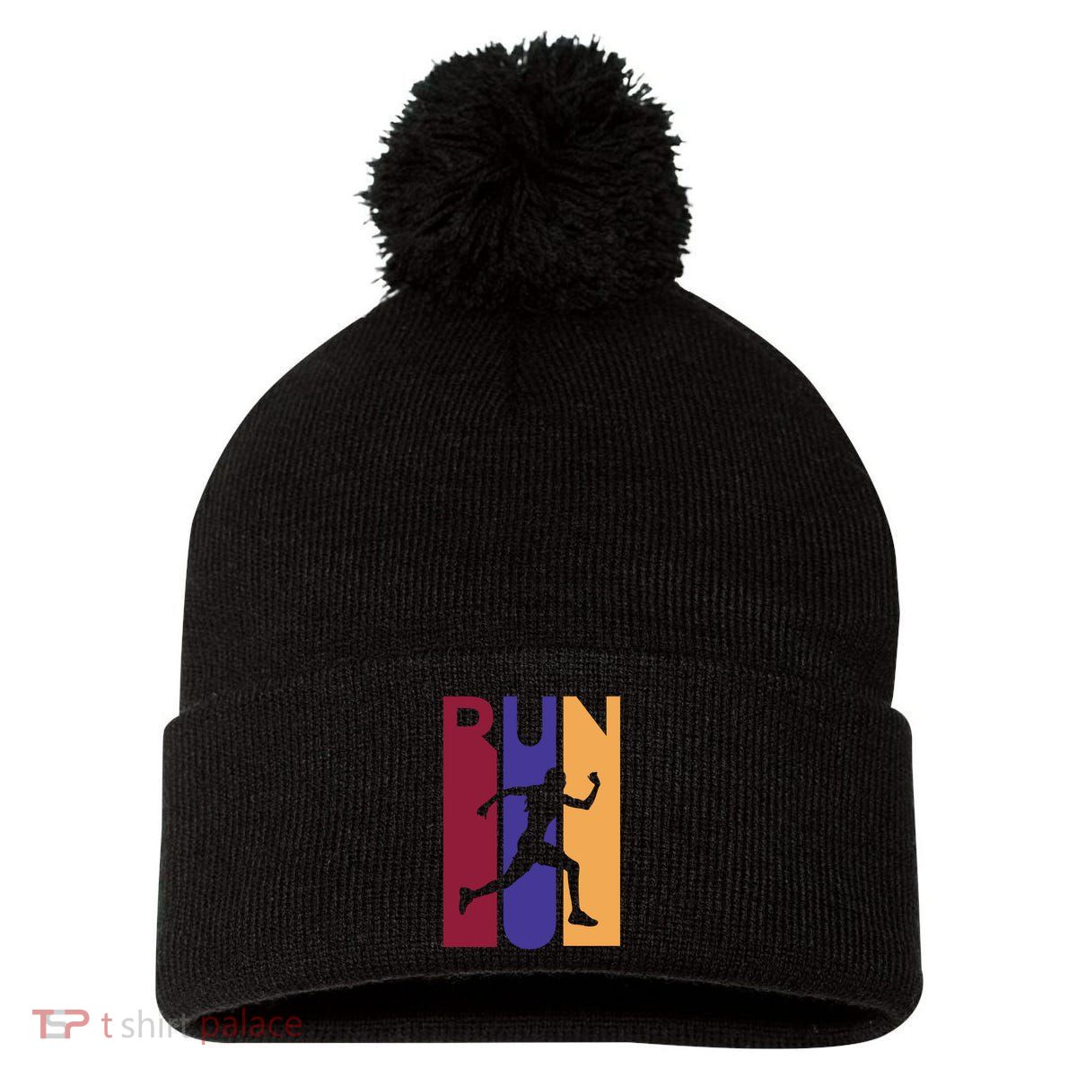 Colorful Run  Pom Pom 12in Knit Beanie