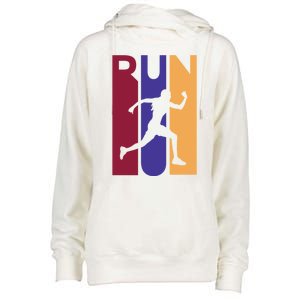 Colorful Run  Womens Funnel Neck Pullover Hood