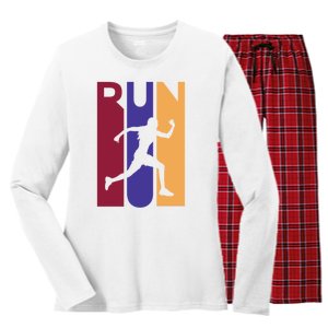 Colorful Run  Women's Long Sleeve Flannel Pajama Set 