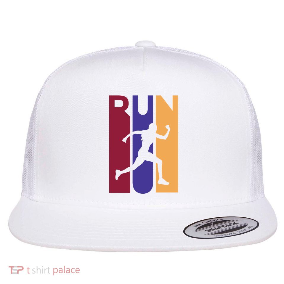 Colorful Run  Flat Bill Trucker Hat