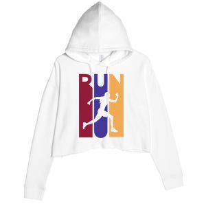 Colorful Run  Crop Fleece Hoodie