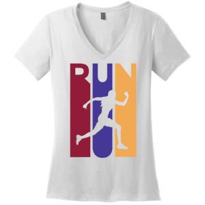 Colorful Run  Women's V-Neck T-Shirt