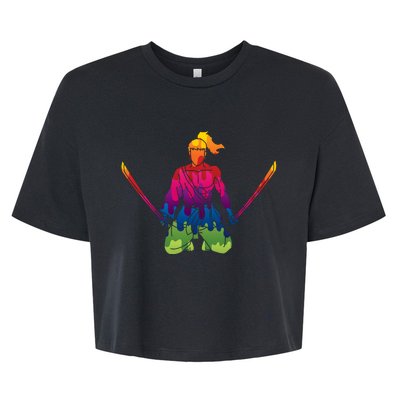 Colorful Samurai Katanas Swords Warrior Bella+Canvas Jersey Crop Tee