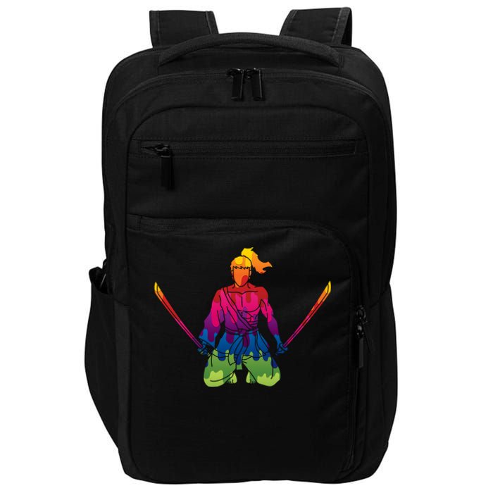 Colorful Samurai Katanas Swords Warrior Impact Tech Backpack