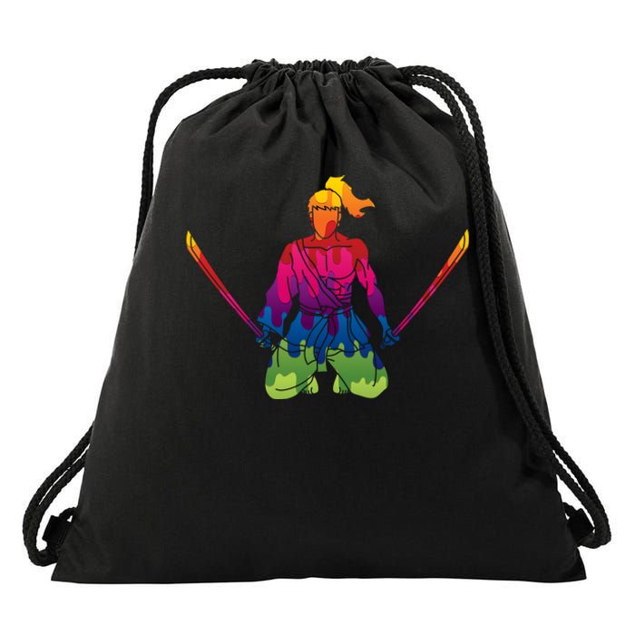 Colorful Samurai Katanas Swords Warrior Drawstring Bag