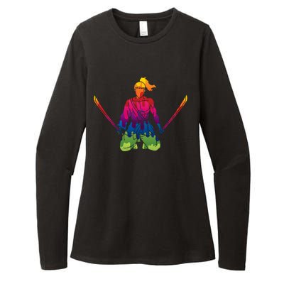 Colorful Samurai Katanas Swords Warrior Womens CVC Long Sleeve Shirt