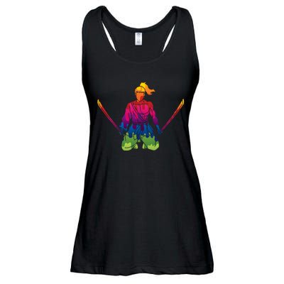 Colorful Samurai Katanas Swords Warrior Ladies Essential Flowy Tank